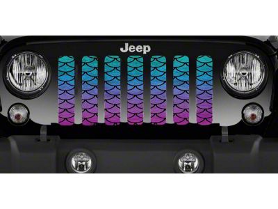Grille Insert; Teal Ombre Mermaid Scales (76-86 Jeep CJ5 & CJ7)