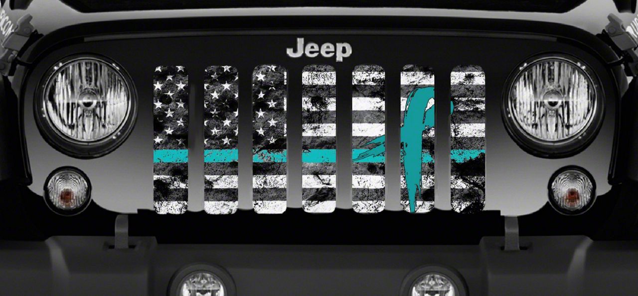 Jeep Wrangler Grille Insert Teal Ribbon Tactical American Flag 76 86 Jeep Cj5 And Cj7 Free 3445