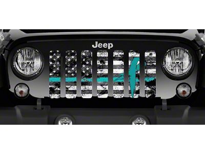 Grille Insert; Teal Ribbon Tactical American Flag (87-95 Jeep Wrangler YJ)
