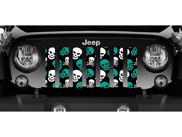 Grille Insert; Teal Skulls (76-86 Jeep CJ5 & CJ7)