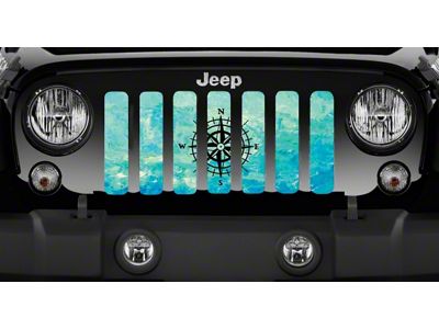 Grille Insert; Teal Swirl Compass (18-24 Jeep Wrangler JL w/o TrailCam)