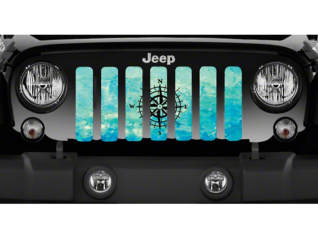 Grille Insert; Teal Swirl Compass (20-23 Jeep Gladiator JT)
