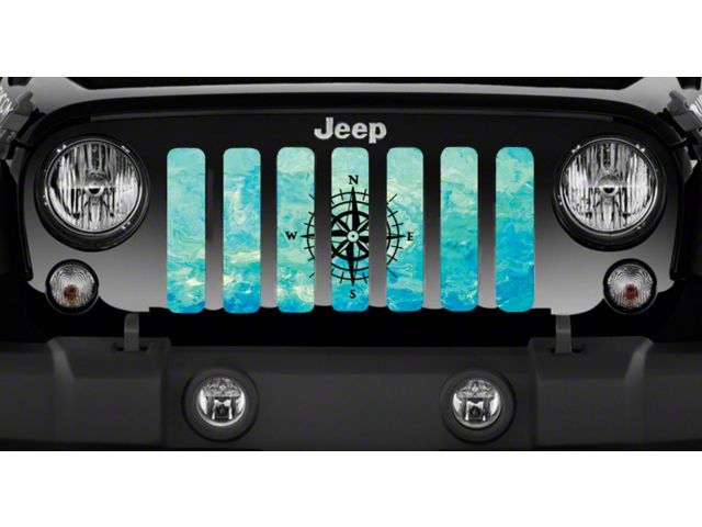 Grille Insert; Teal Swirl Compass (87-95 Jeep Wrangler YJ)