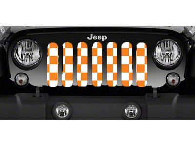 Grille Insert; Tennessee Orange Checkerboard (18-24 Jeep Wrangler JL w/o TrailCam)