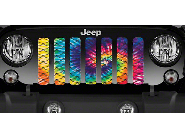Grille Insert; Tie Dye Mermaid Scales (18-23 Jeep Wrangler JL w/o TrailCam)