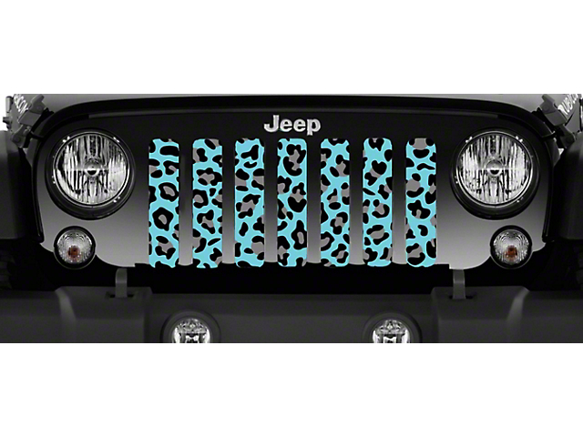 Grille Insert; Turquoise Leopard Print (18-23 Jeep Wrangler JL w/o TrailCam)
