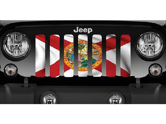 Grille Insert; Waving Florida State Flag (18-23 Jeep Wrangler JL w/o TrailCam)
