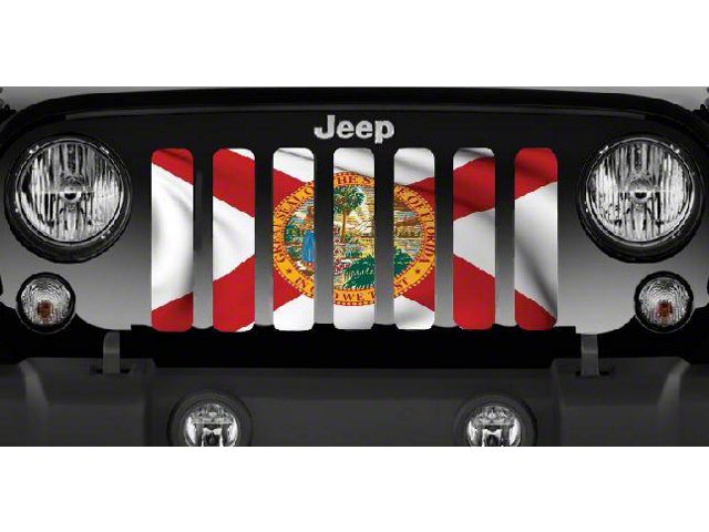 Grille Insert; Waving Florida State Flag (18-24 Jeep Wrangler JL w/o TrailCam)