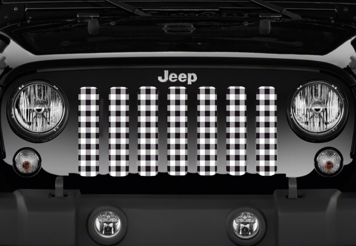 Grille Insert; White Buffalo Plaid (18-23 Jeep Wrangler JL w/o TrailCam)
