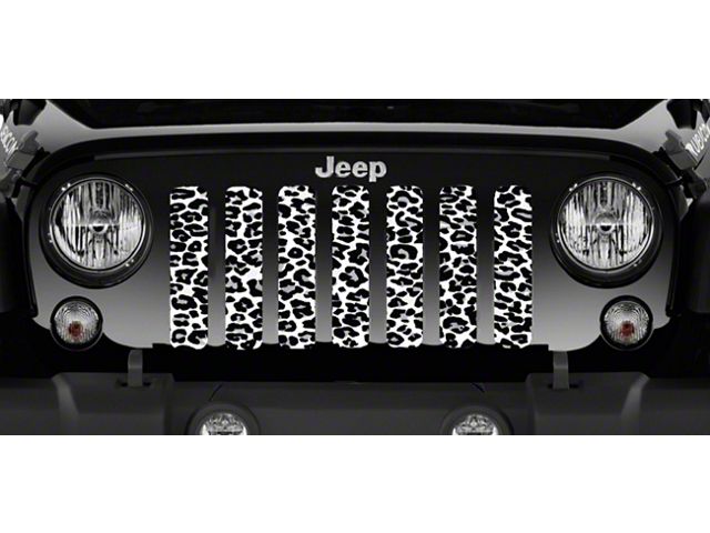 Grille Insert; White Leopard Print (18-24 Jeep Wrangler JL w/o TrailCam)