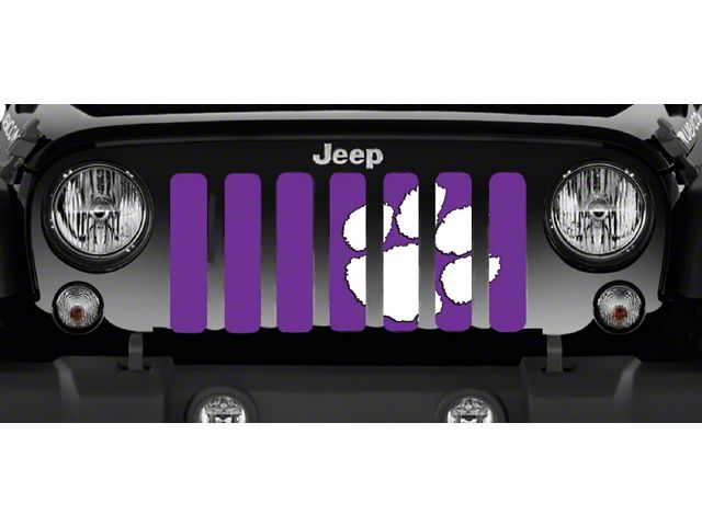 Grille Insert; White Tiger Paw Print Purple (76-86 Jeep CJ5 & CJ7)