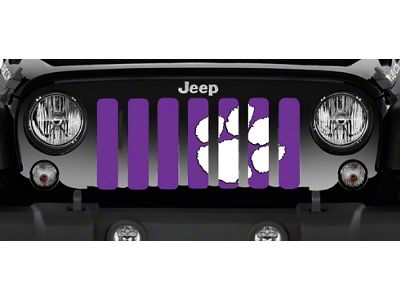 Grille Insert; White Tiger Paw Print Purple (76-86 Jeep CJ5 & CJ7)