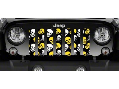 Grille Insert; Yellow Skulls (76-86 Jeep CJ5 & CJ7)