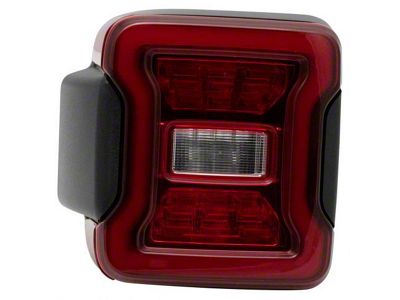 LED Tail Light; Black Housing; Red Lens; Driver Side (18-23 Jeep Wrangler JL w/ Factory LED Tail Lights & w/o Blind Spot)