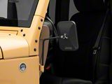 Jeep Licensed by RedRock Rectangular Adventure Mirrors with Engraved Jeep Logo; Textured Black (76-26 Jeep CJ7, Wrangler YJ, TJ, JK & JL)