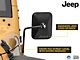 Jeep Licensed by RedRock Rectangular Adventure Mirrors with Engraved Jeep Logo; Textured Black (66-18 Jeep CJ5, CJ7, Wrangler YJ, TJ & JK)