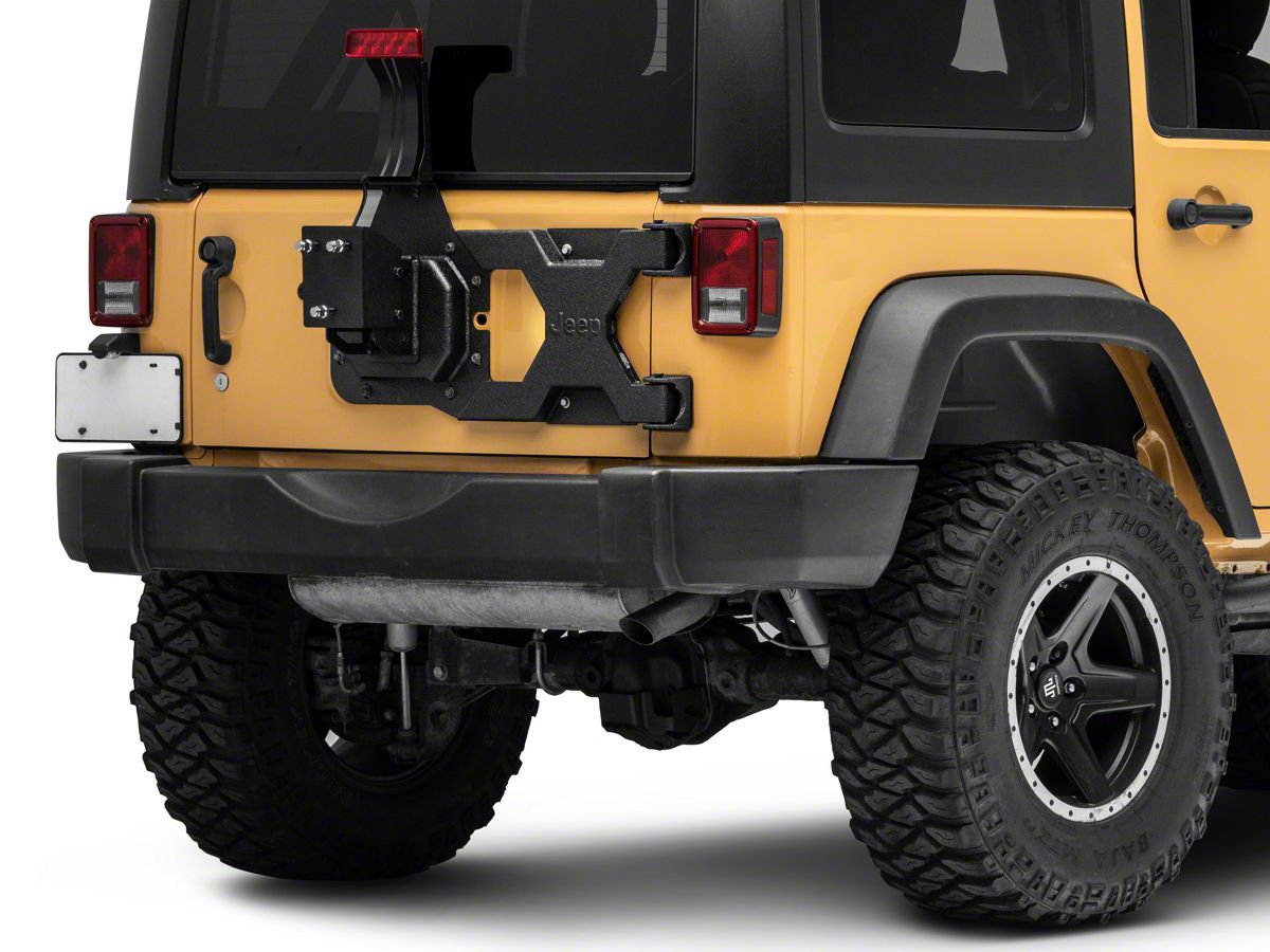 Officially Licensed Jeep Jeep Wrangler HD Tire Carrier with Mount and Jeep  Logo J157736 (07-18 Jeep Wrangler JK) - Free Shipping