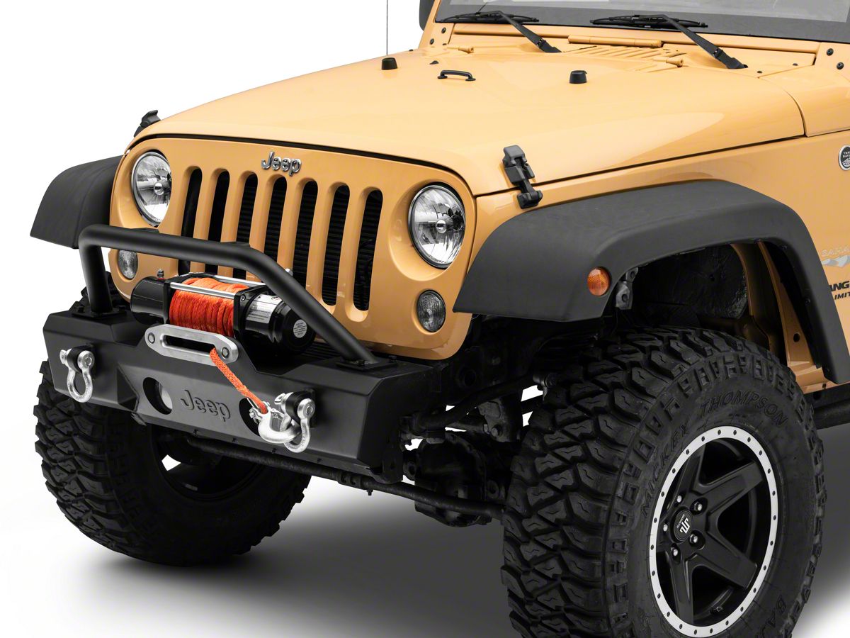 Officially Licensed Jeep Jeep Wrangler Stubby Front Winch Bumper with Jeep  Logo J157741 (07-18 Jeep Wrangler JK) - Free Shipping