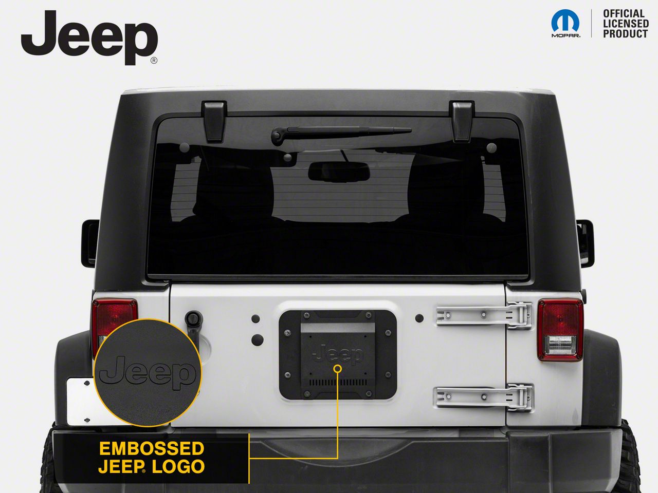 Officially Licensed Jeep Jeep Wrangler Spare Tire Delete with License Plate  Mount and Jeep Logo J157742 (07-18 Jeep Wrangler JK) Free Shipping
