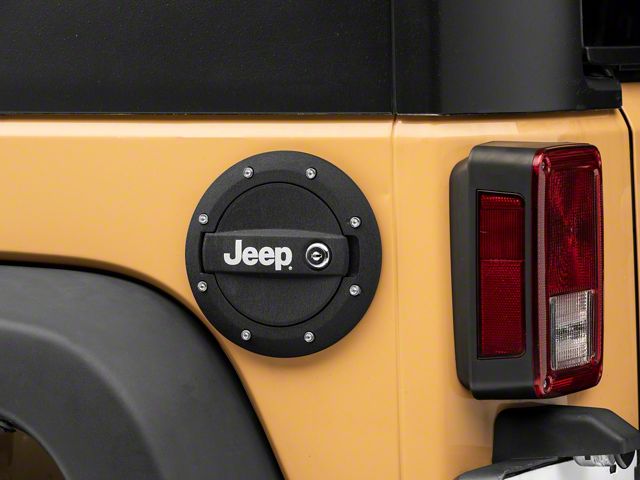 Jeep Licensed by RedRock Locking Fuel Door with Printed Jeep Logo (07-18 Jeep Wrangler JK)