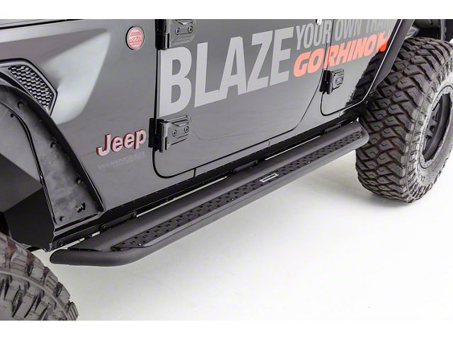 Go Rhino Dominator Xtreme DSS Slider Side Step Bars; Textured Black (18-24 Jeep Wrangler JL 2-Door)