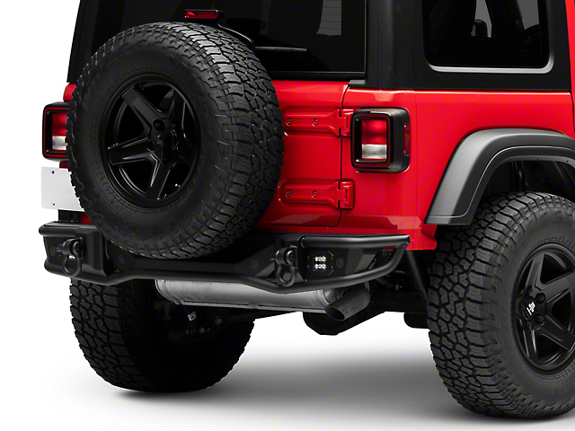 Rough Country Tubular Rear Bumper; Satin Black (18-22 Jeep Wrangler JL)