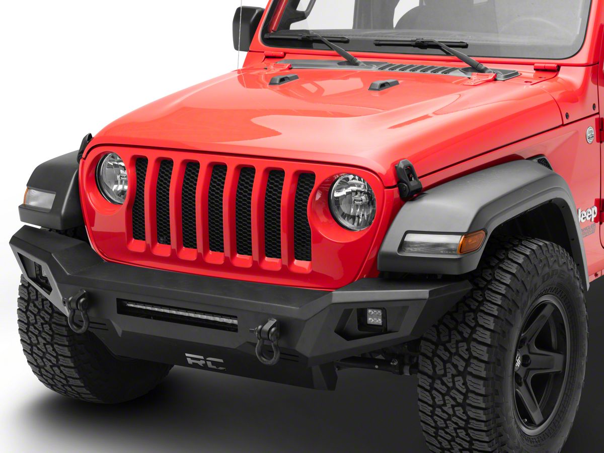 Rough Country Jeep Wrangler Full-Width Front Bumper; Satin Black 10635  (18-23 Jeep Wrangler JL) - Free Shipping