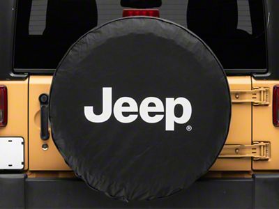 Jeep Licensed by TruShield White Logo Spare Tire Cover (66-18 Jeep CJ5, CJ7, Wrangler YJ, TJ & JK)