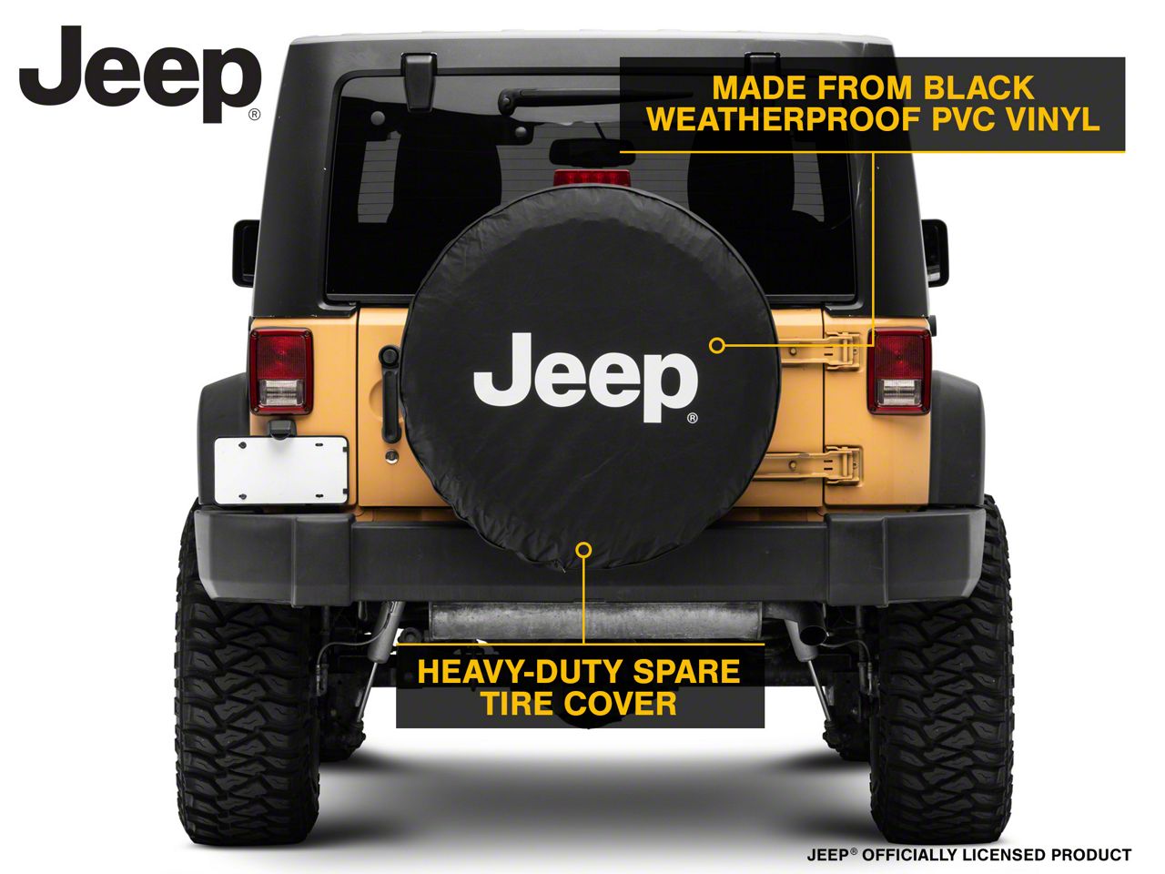 Officially Licensed Jeep Jeep Wrangler White Logo Spare Tire Cover TCJeep  (66-18 Jeep CJ5, CJ7, Wrangler YJ, TJ  JK) Free Shipping