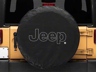 Officially Licensed Jeep Outline Logo Spare Tire Cover (66-18 Jeep CJ5, CJ7, Wrangler YJ, TJ & JK)