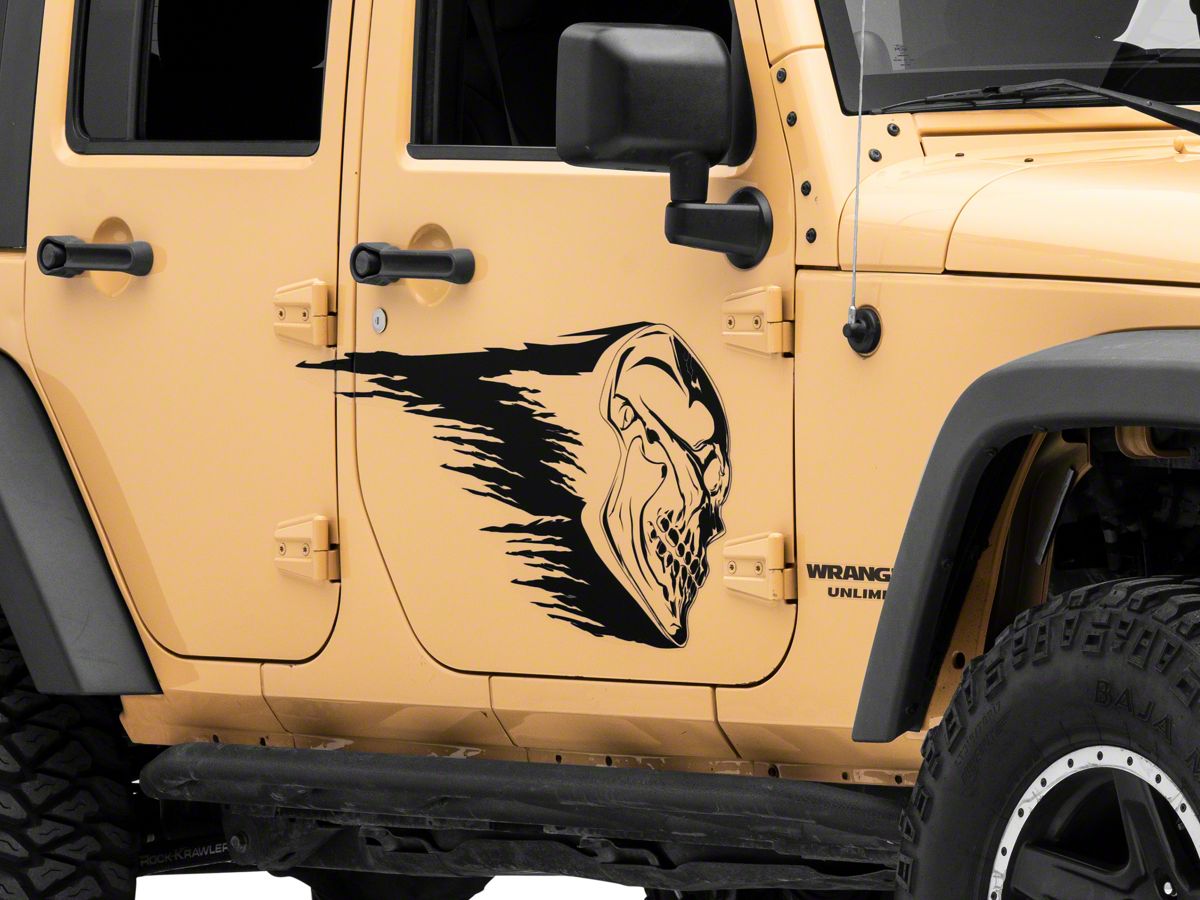 SEC10 Jeep Wrangler Skull Crash Side Graphics; Black J157932 (07-18 Jeep  Wrangler JK) - Free Shipping
