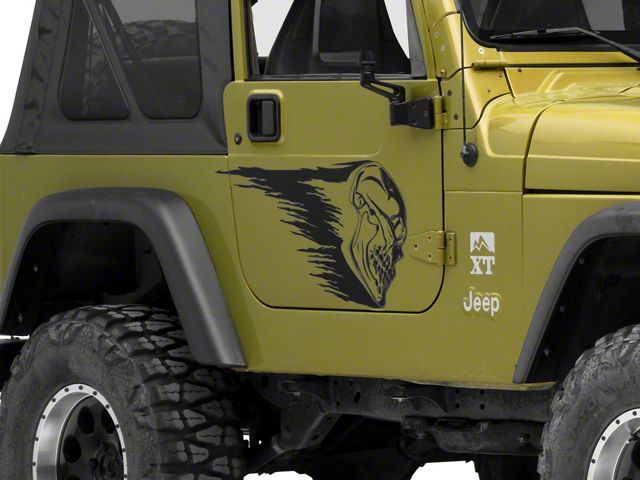 SEC10 Skull Crash Side Graphics; Gloss Black (97-06 Jeep Wrangler TJ)