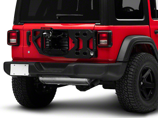 Teraflex Alpha HD Hinged Spare Tire Carrier and Adjustable Spare Tire Mount Kit; 5x5 (18-23 Jeep Wrangler JL)