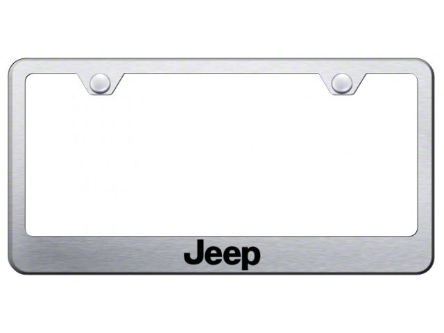 Jeep Laser Stainless Steel License Plate Frame; Brushed (Universal; Some Adaptation May Be Required)