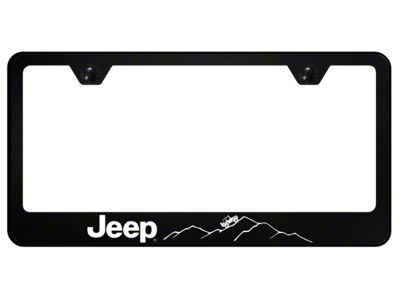 Jeep Mountain License Plate Frame; Black (Universal; Some Adaptation May Be Required)