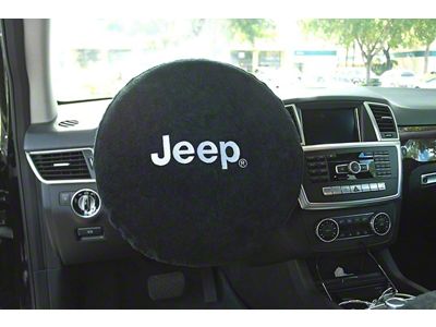 Steering Wheel Cover with Jeep Logo; Black (Universal; Some Adaptation May Be Required)