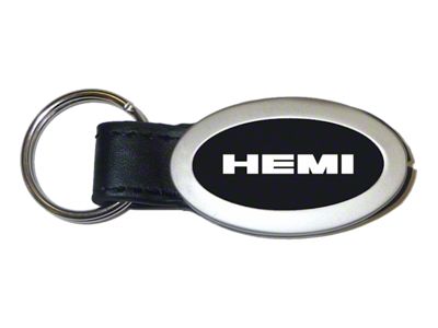 HEMI Black Oval Leather Key Fob