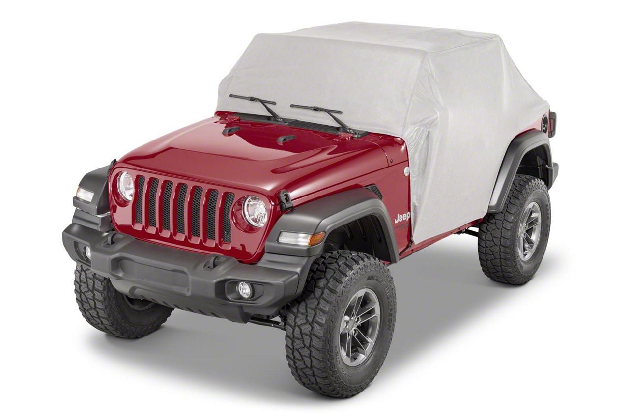 MasterTop Five Layer Weatherproof Full Door Cab Cover for Soft Top Folded Down; Gray (18-23 Jeep Wrangler JL 2-Door)