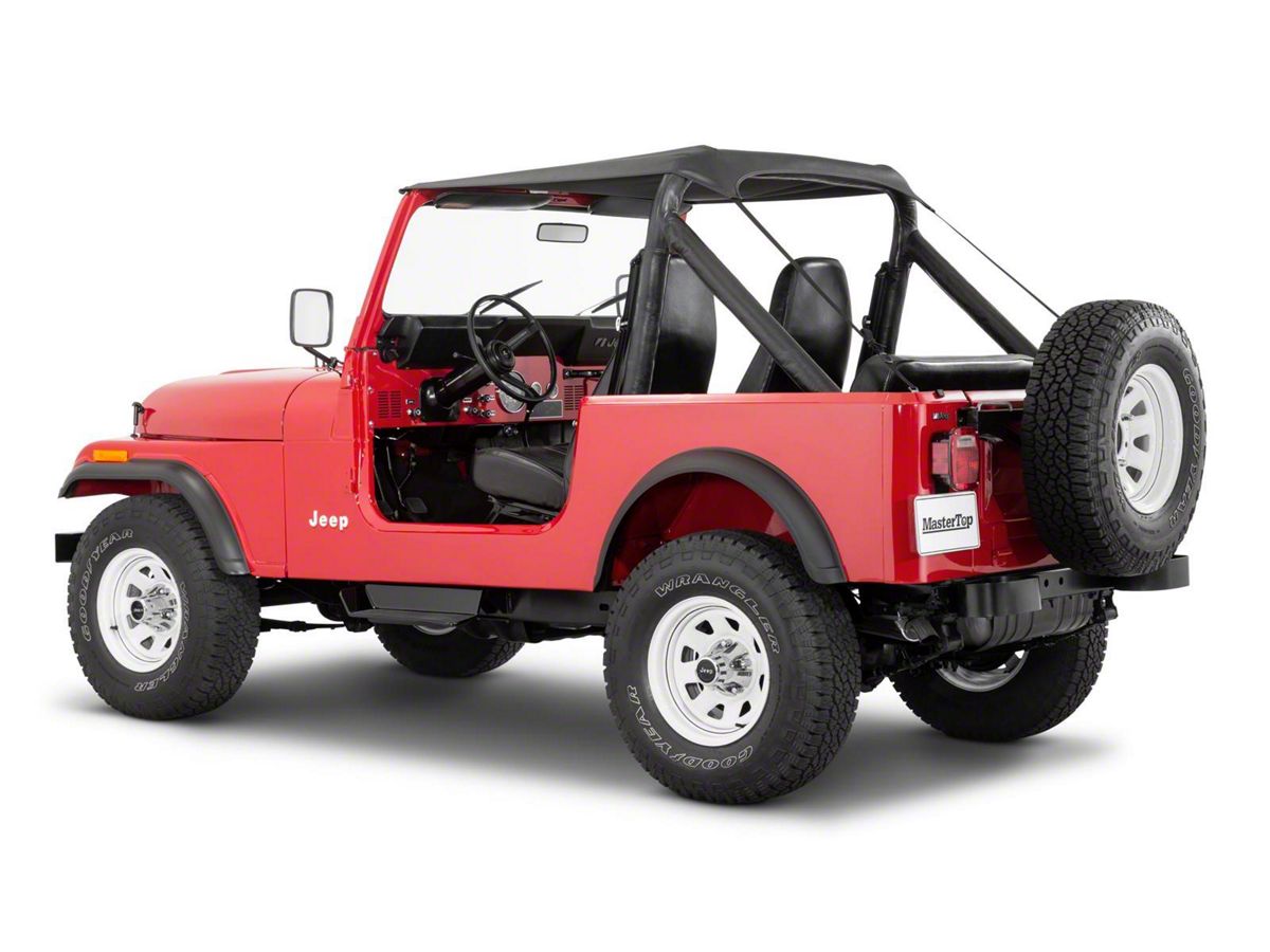 MasterTop Jeep Wrangler Strap Style Bimini Top; MasterTwill 14107124 (78-91 Jeep  CJ7 & Wrangler YJ) - Free Shipping