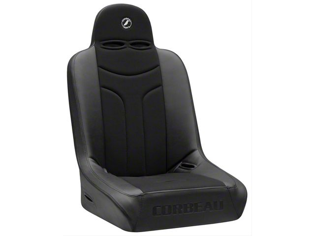 Corbeau Baja JP Wide Suspension Seats with Double Locking Seat Brackets; Black Vinyl/Cloth (20-24 Jeep Gladiator JT)