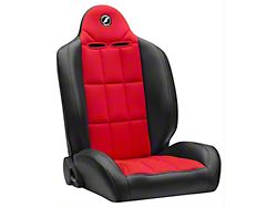 Corbeau Baja RS Suspension Seats with Double Locking Seat Brackets; Black Vinyl/Red Cloth (78-86 Jeep CJ7)