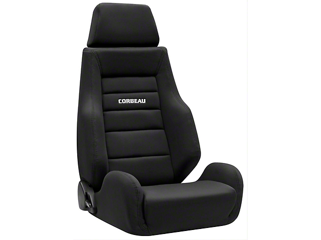 Corbeau GTS II Reclining Seats with Double Locking Seat Brackets; Black Cloth (79-93 Mustang)