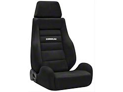 Corbeau GTS II Reclining Seats with Double Locking Seat Brackets; Black Leather/Suede (79-93 Mustang)