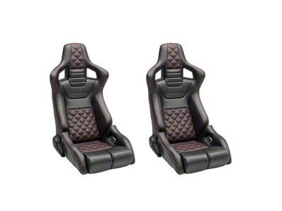 Corbeau Sportline RRB Reclining Seats with Double Locking Seat Brackets; Black Vinyl/Carbon Vinyl/Red Diamond Stitch (20-24 Jeep Gladiator JT)