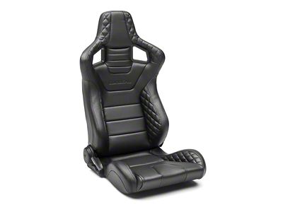 Corbeau Sportline RRS Reclining Seats with Double Locking Seat Brackets; Black Vinyl Diamond/Black Stitching (18-24 Jeep Wrangler JL)