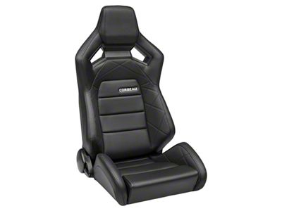 Corbeau Sportline RRX Reclining Seats with Double Locking Seat Brackets; Black Vinyl/Black HD Vinyl (18-23 Jeep Wrangler JL)