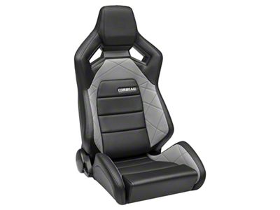 Corbeau Sportline RRX Reclining Seats with Double Locking Seat Brackets; Black Vinyl/Gray HD Vinyl (03-06 Jeep Wrangler TJ)