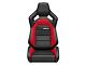 Corbeau Sportline RRX Reclining Seats with Double Locking Seat Brackets; Black Vinyl/Red HD Vinyl (03-06 Jeep Wrangler TJ)