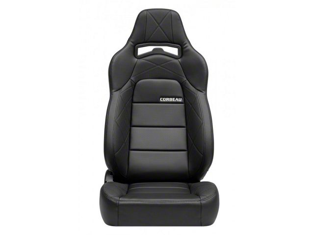 Corbeau Trailcat Reclining Seats with Double Locking Seat Brackets; Black Vinyl/Black HD Vinyl (18-24 Jeep Wrangler JL)