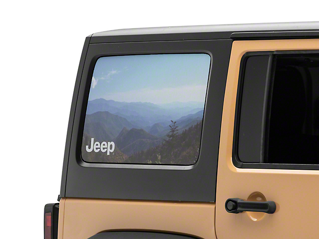 Officially Licensed Jeep Rear Side Window Decals; Mountain (07-18 Jeep Wrangler JK)